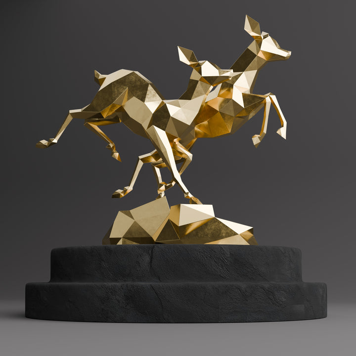Sculpture Couple de Gazelles - Sculpture Origami
