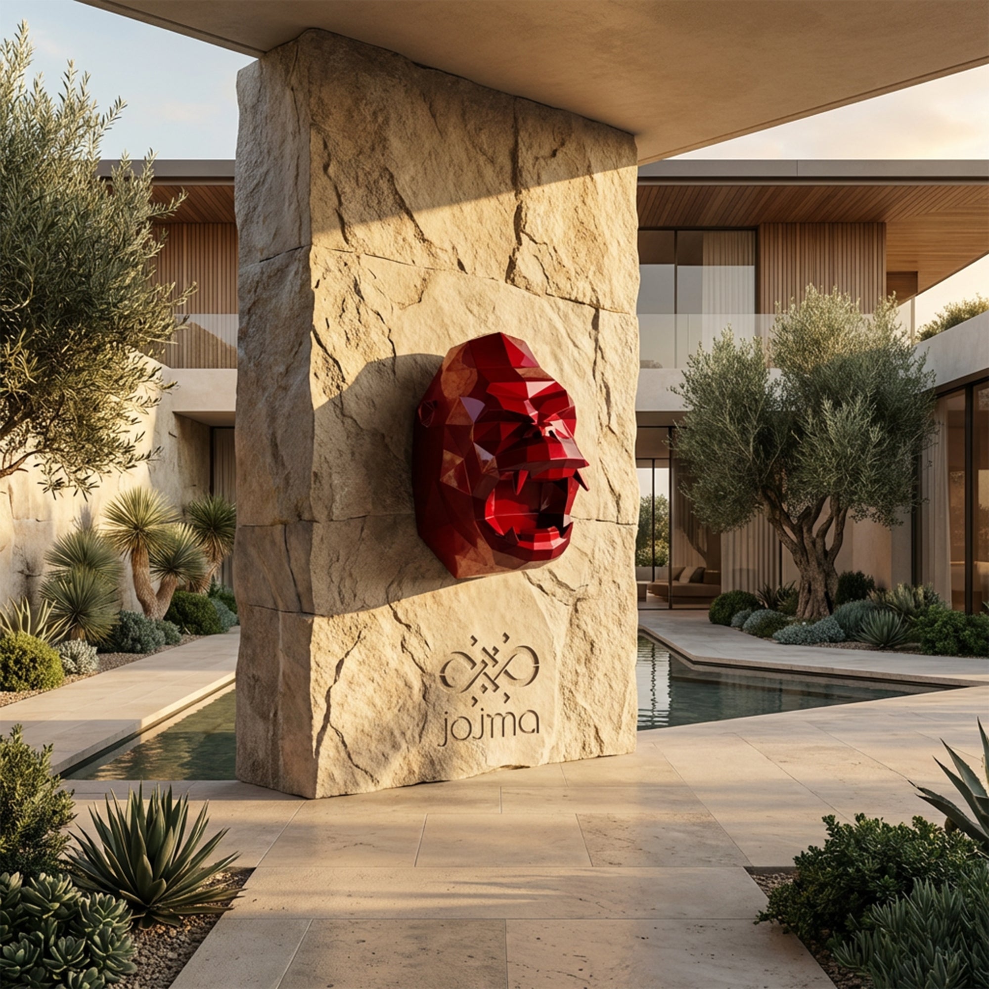 Sculpture Tête de Gorille Design Géométrique - Sculpture Origami