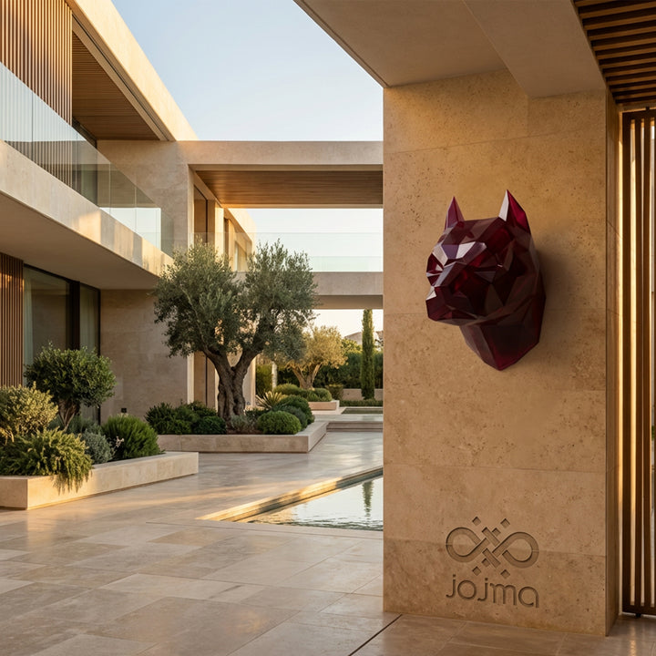 Sculpture Tête de Pitbull Géométrique Contemporain - Sculpture Origami