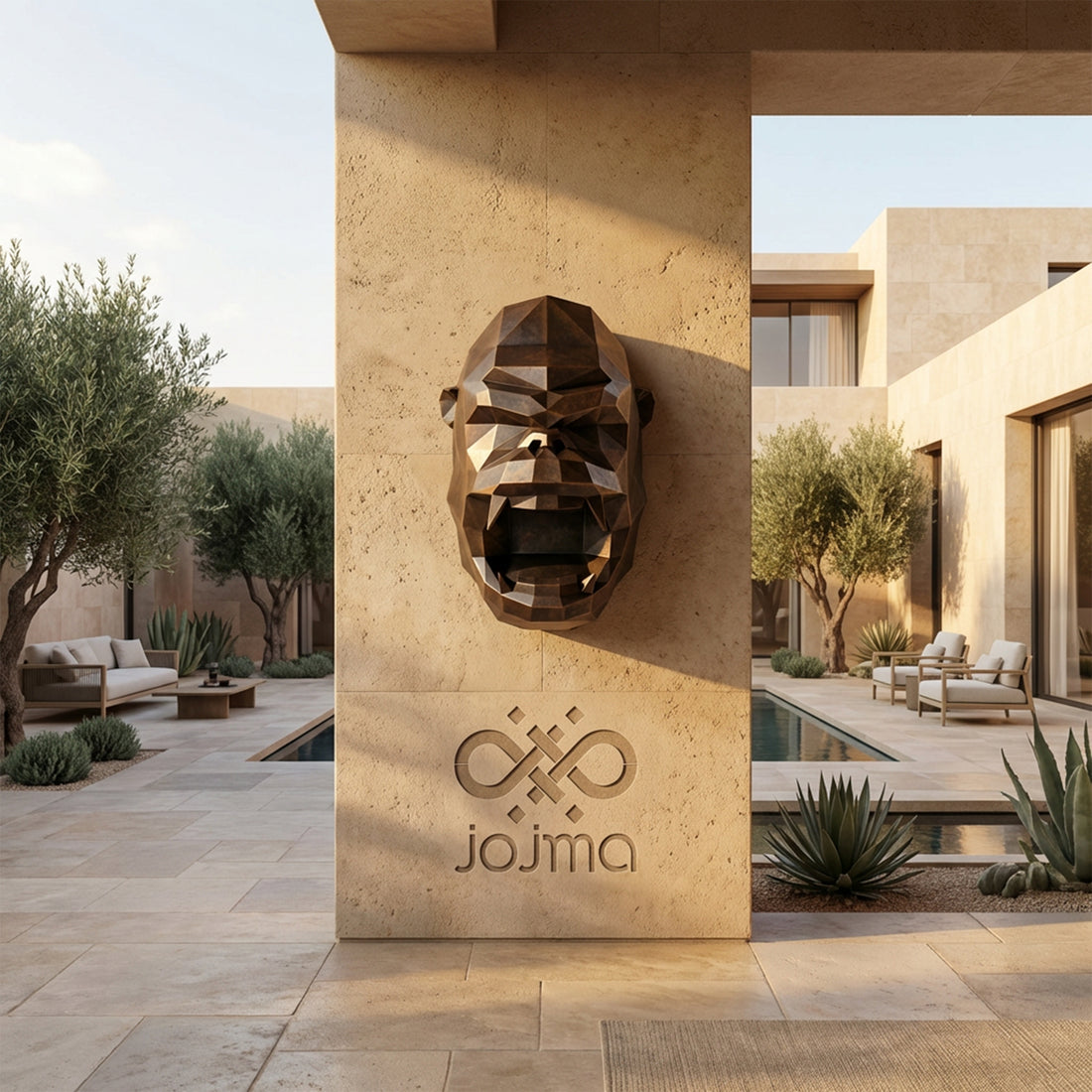 Sculpture Tête de Gorille Design Géométrique - Sculpture Origami