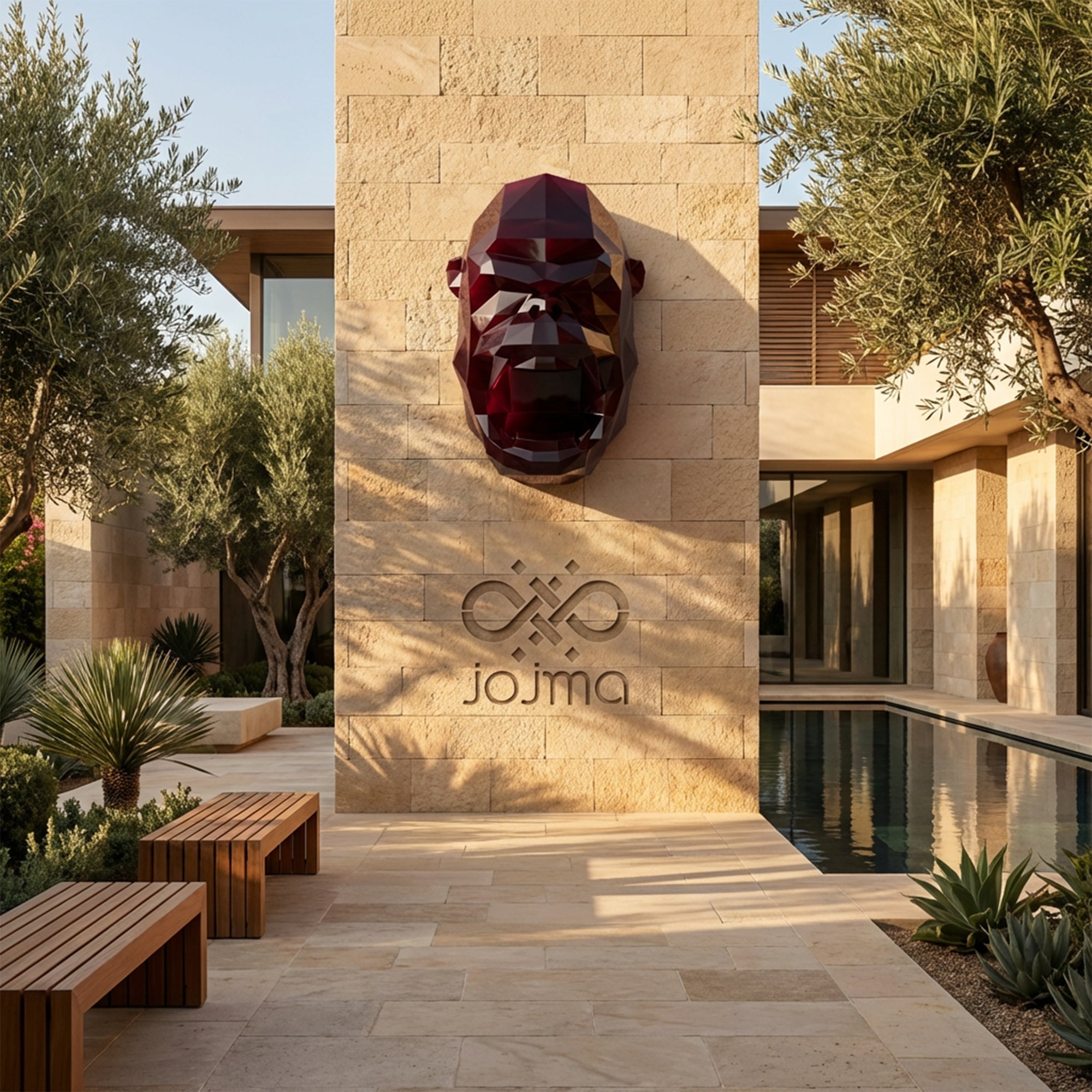 Sculpture Tête de Gorille Design Géométrique - Sculpture Origami