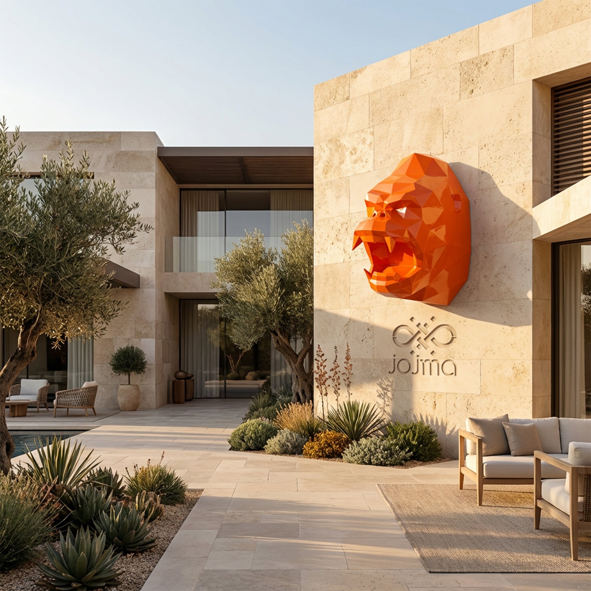 Sculpture Tête de Gorille Design Géométrique - Sculpture Origami