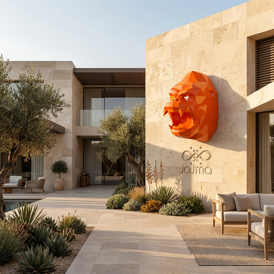 Sculpture Tête de Gorille Design Géométrique - Sculpture Origami