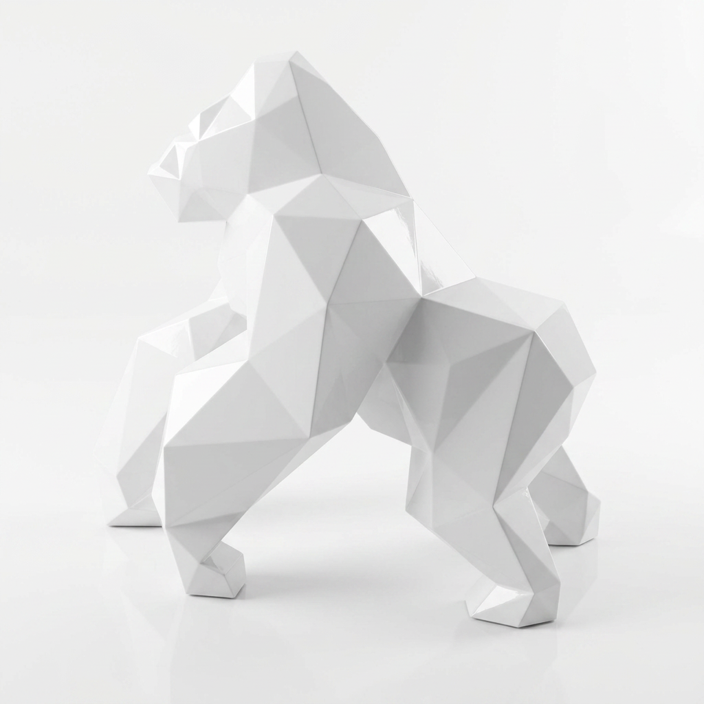 Grande Sculpture Gorille Facette - Sculpture Origami