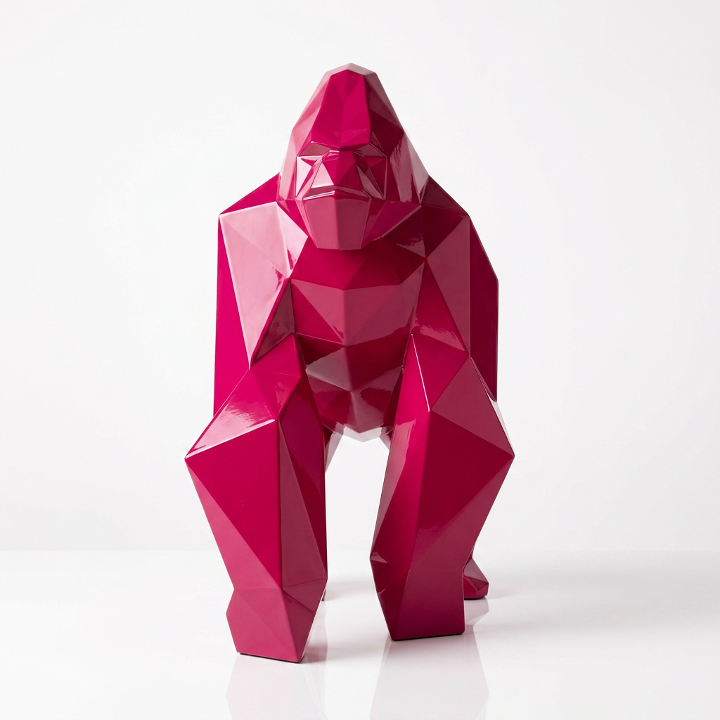 Grande Sculpture Gorille Facette - Sculpture Origami