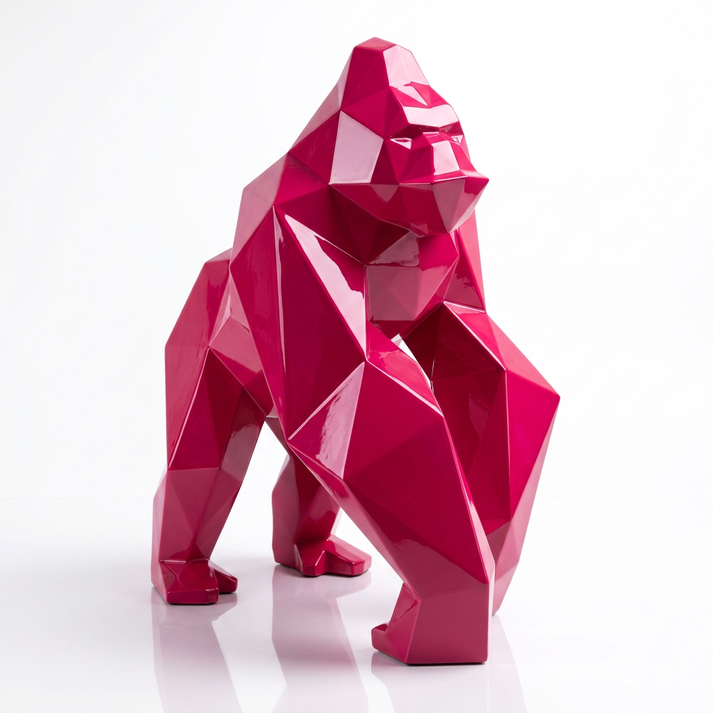 Grande Sculpture Gorille Facette - Sculpture Origami