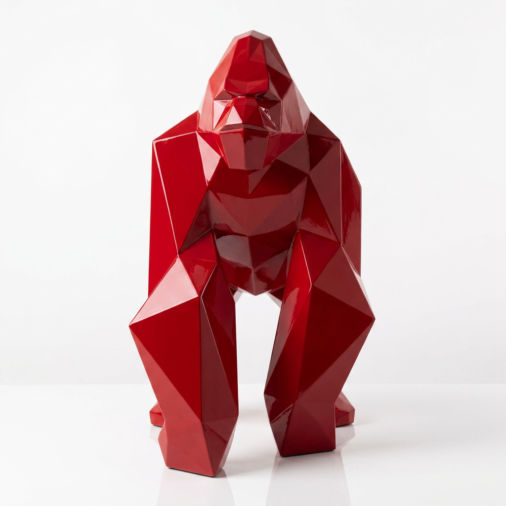 Grande Sculpture Gorille Facette - Sculpture Origami