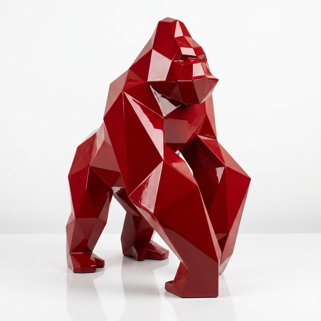 Grande Sculpture Gorille Facette - Sculpture Origami