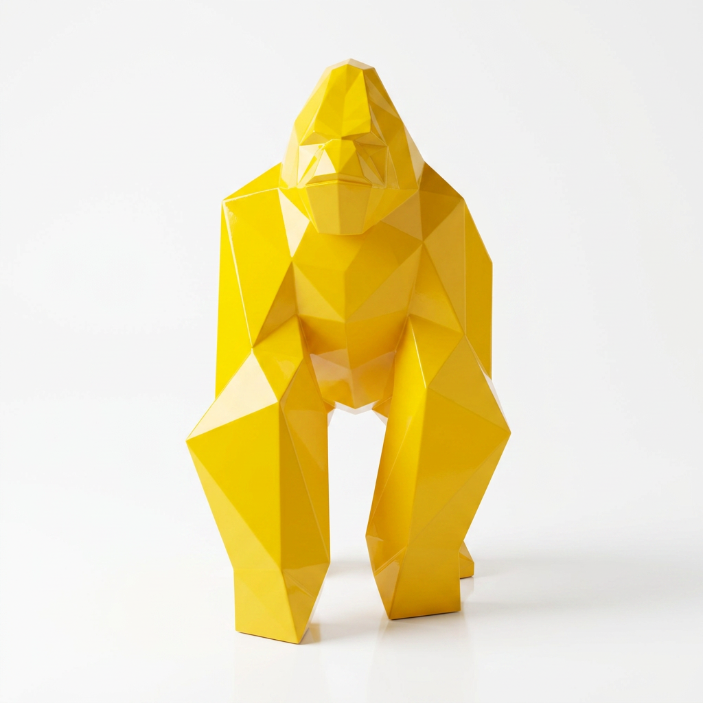 Grande Sculpture Gorille Facette - Sculpture Origami