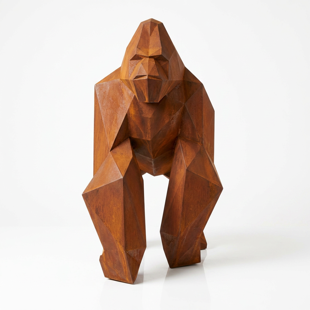 Grande Sculpture Gorille Facette - Sculpture Origami