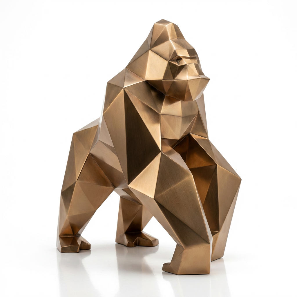 Grande Sculpture Gorille Facette - Sculpture Origami