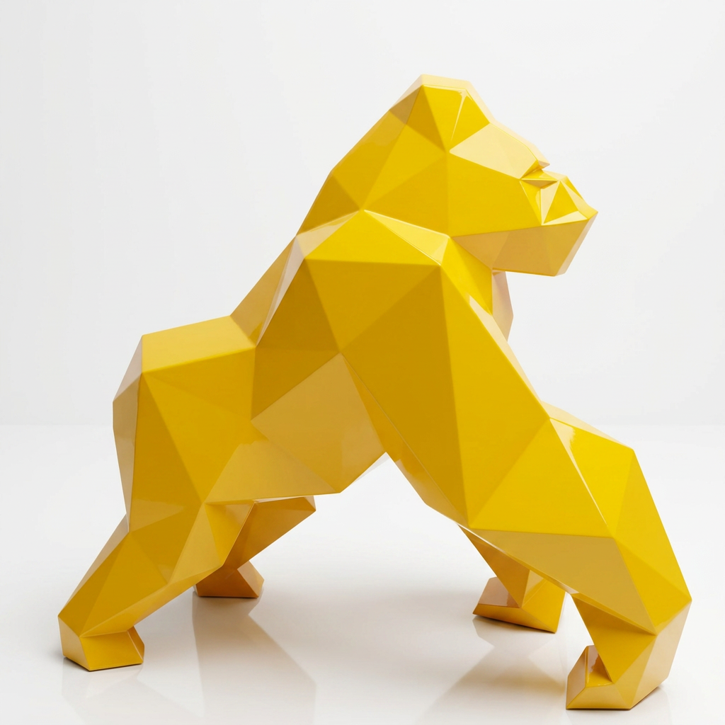 Grande Sculpture Gorille Facette - Sculpture Origami