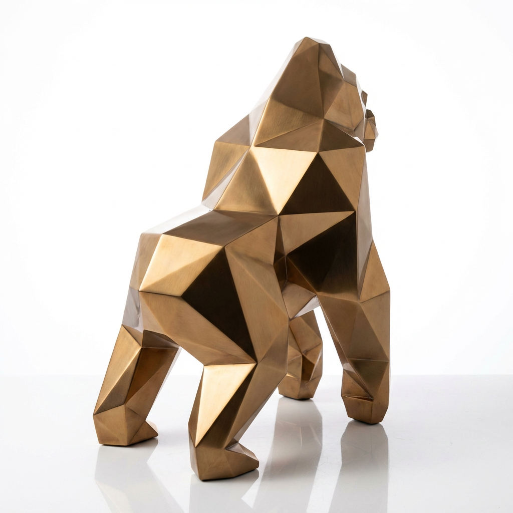 Grande Sculpture Gorille Facette - Sculpture Origami