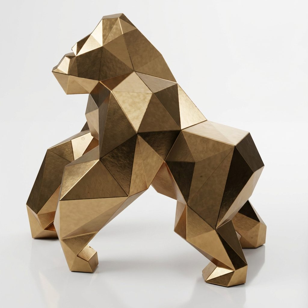 Grande Sculpture Gorille Facette - Sculpture Origami