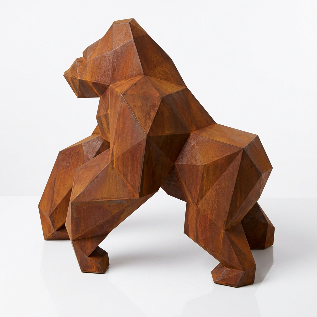 Grande Sculpture Gorille Facette - Sculpture Origami