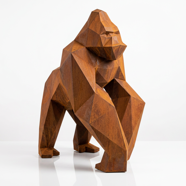 Grande Sculpture Gorille Facette - Sculpture Origami