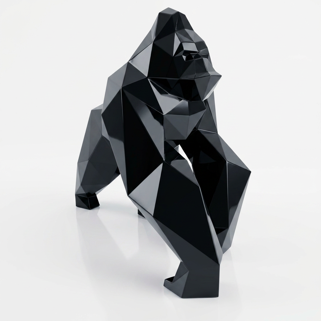 Grande Sculpture Gorille Facette - Sculpture Origami