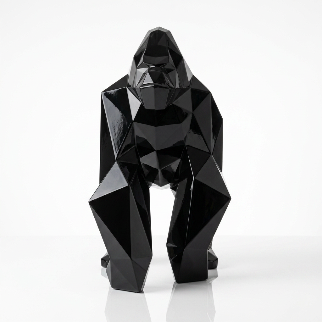 Grande Sculpture Gorille Facette - Sculpture Origami