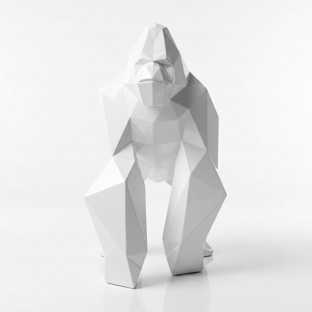 Grande Sculpture Gorille Facette - Sculpture Origami