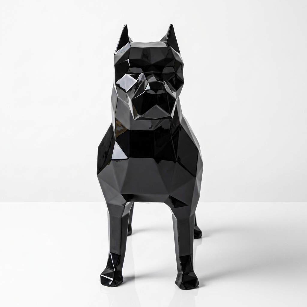 Grande Sculpture Pitbull Polygone - Sculpture Origami