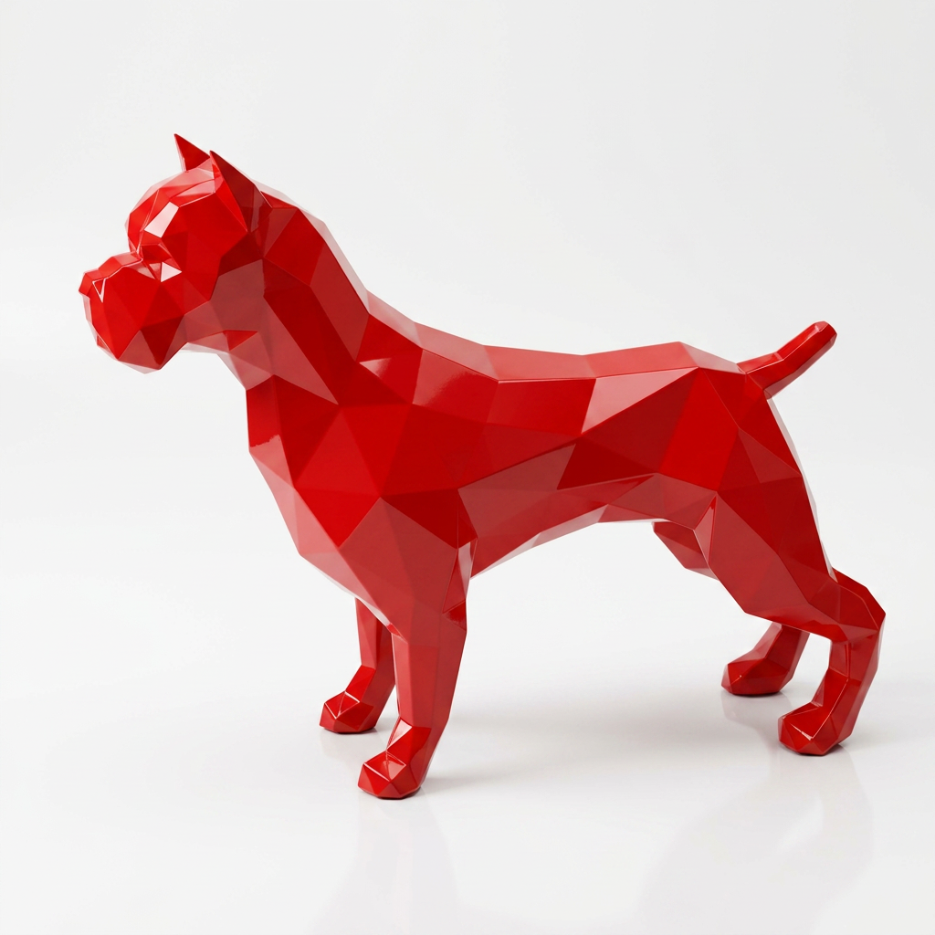 Grande Sculpture Pitbull Polygone - Sculpture Origami