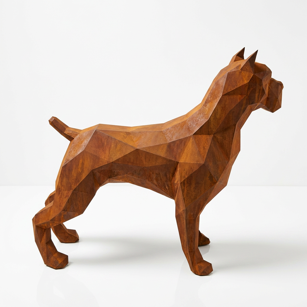 Grande Sculpture Pitbull Polygone - Sculpture Origami