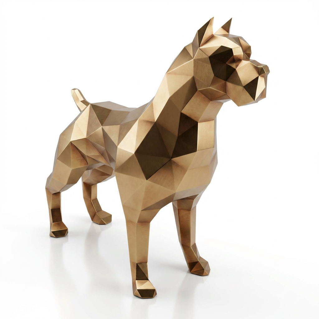 Grande Sculpture Pitbull Polygone - Sculpture Origami