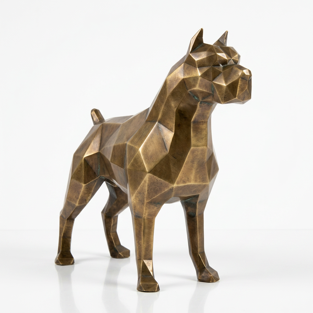 Grande Sculpture Pitbull Polygone - Sculpture Origami