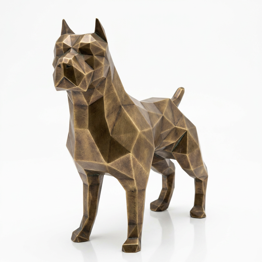 Grande Sculpture Pitbull Polygone - Sculpture Origami