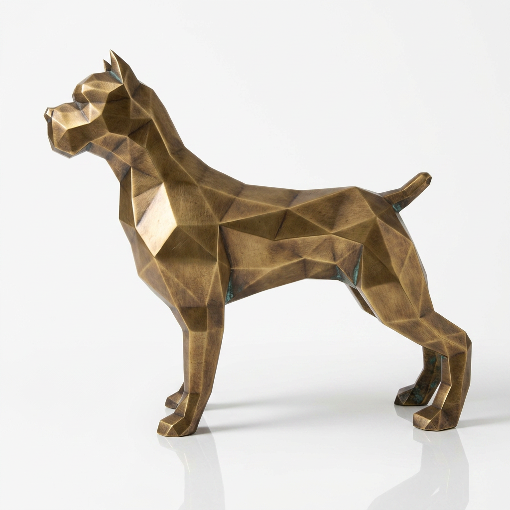 Grande Sculpture Pitbull Polygone - Sculpture Origami
