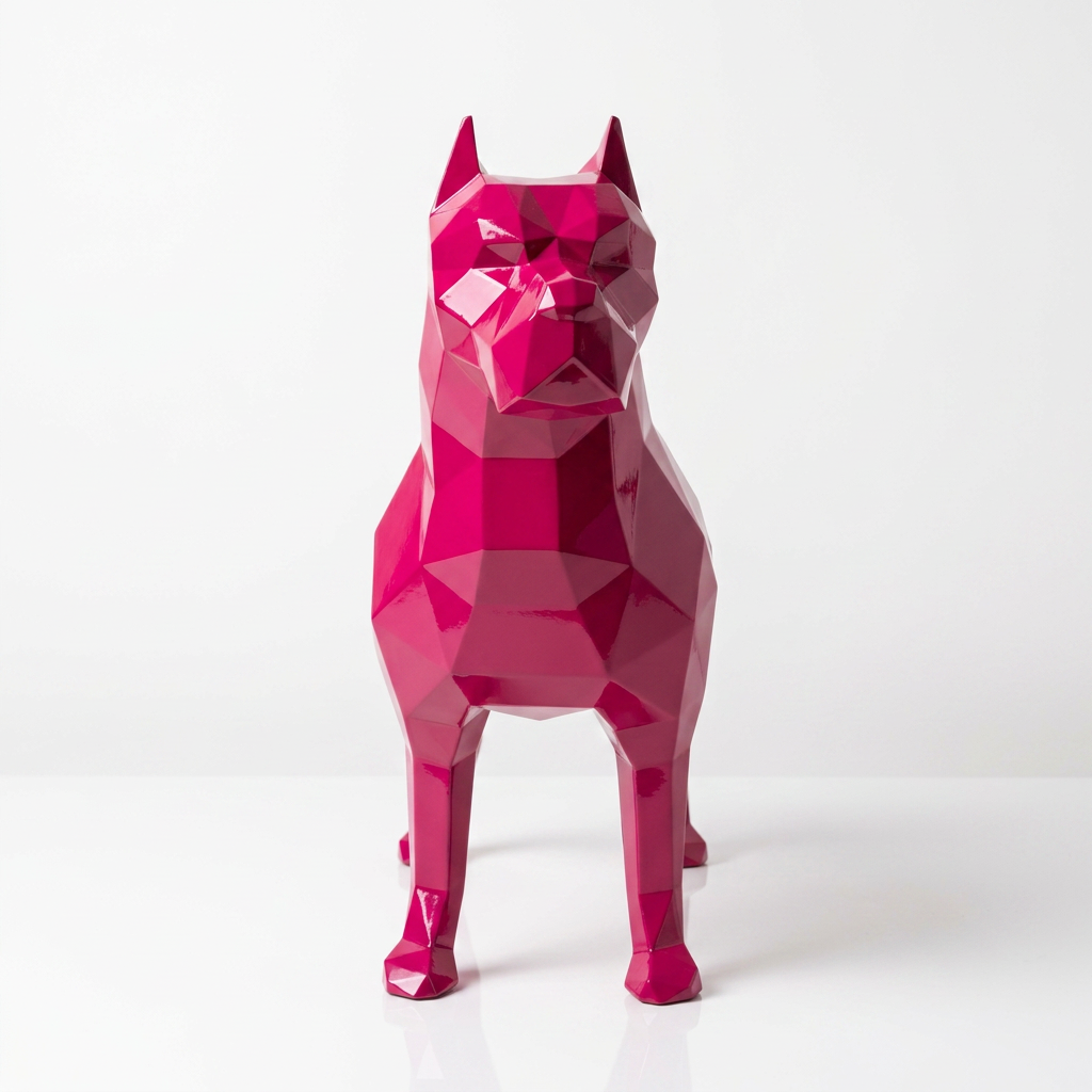 Grande Sculpture Pitbull Polygone - Sculpture Origami