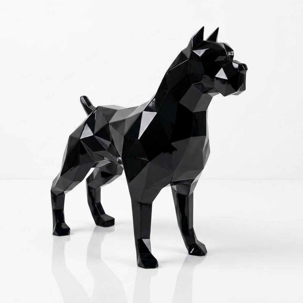 Grande Sculpture Pitbull Polygone - Sculpture Origami