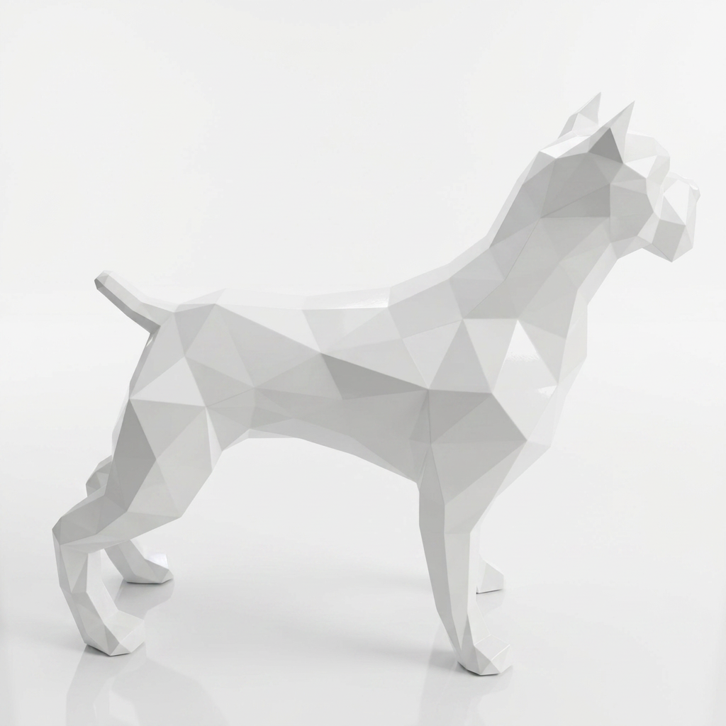 Grande Sculpture Pitbull Polygone - Sculpture Origami