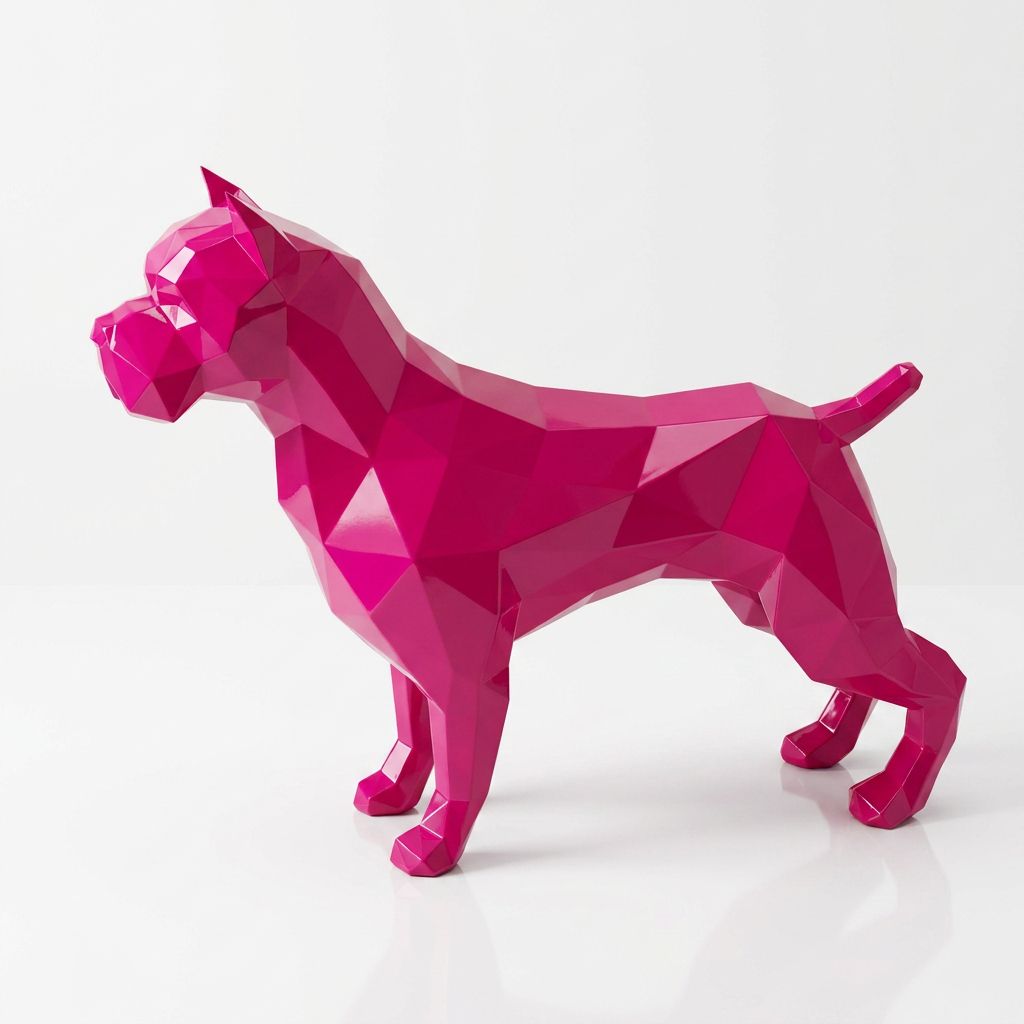 Grande Sculpture Pitbull Polygone - Sculpture Origami