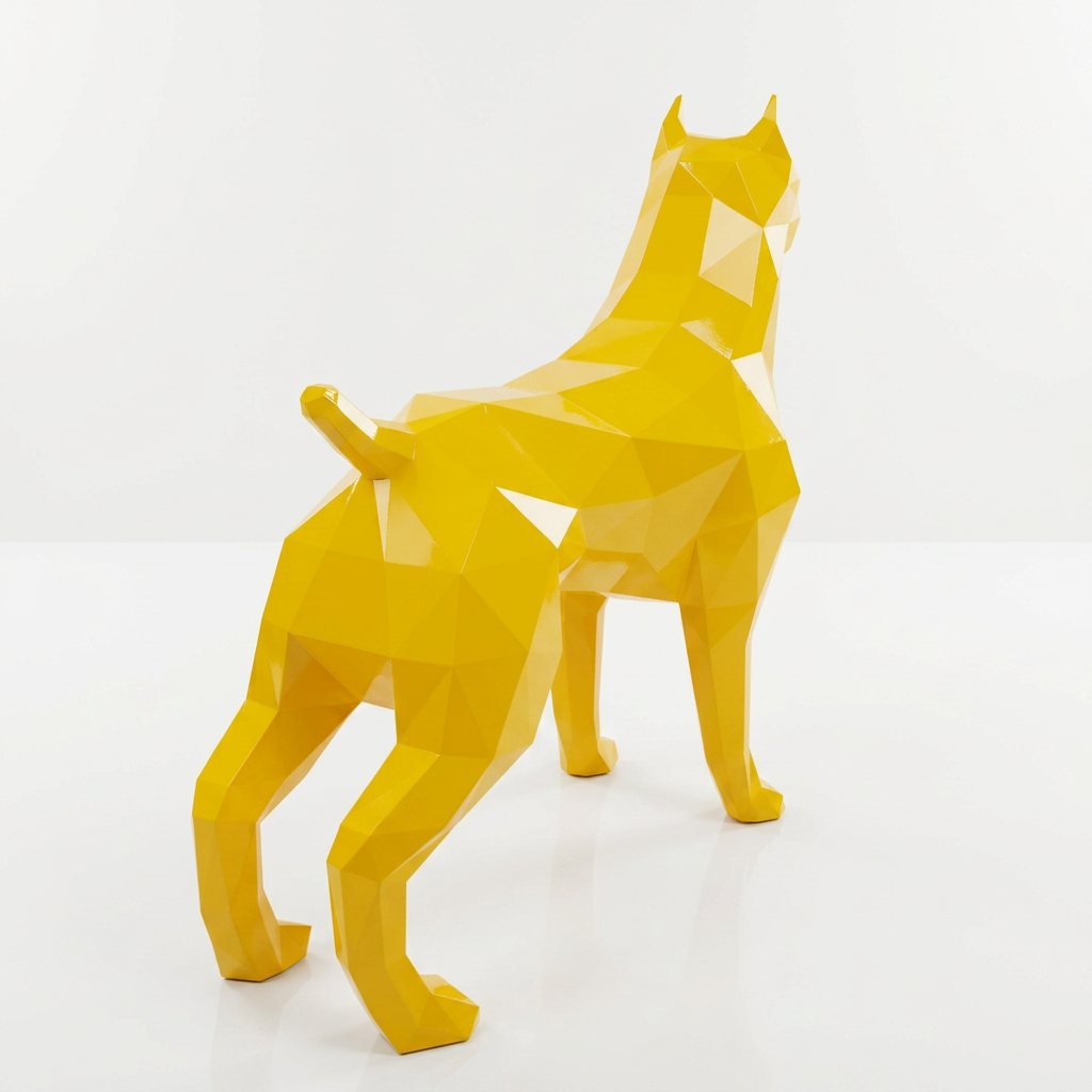 Grande Sculpture Pitbull Polygone - Sculpture Origami