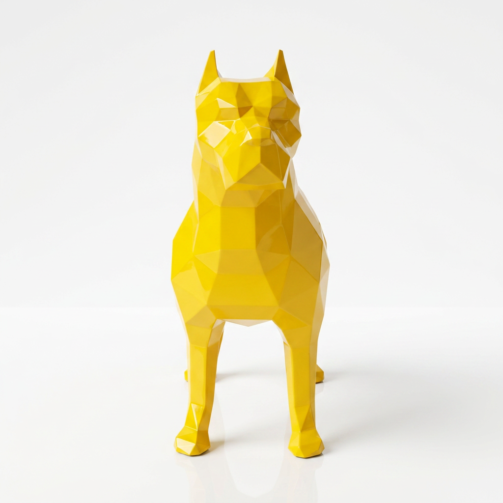 Grande Sculpture Pitbull Polygone - Sculpture Origami