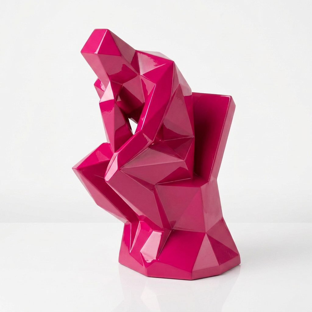 Grande Sculpture Abstrait "Le Penseur" Polygone en Résine - Sculpture Origami