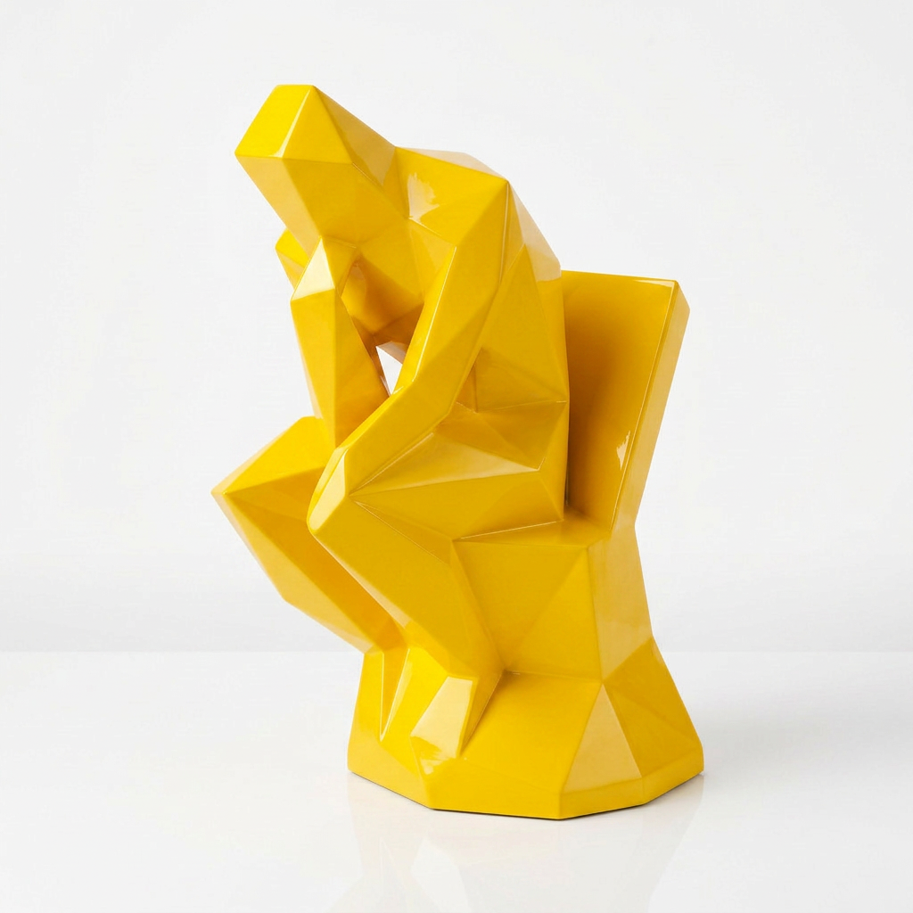 Grande Sculpture Abstrait "Le Penseur" Polygone en Résine - Sculpture Origami