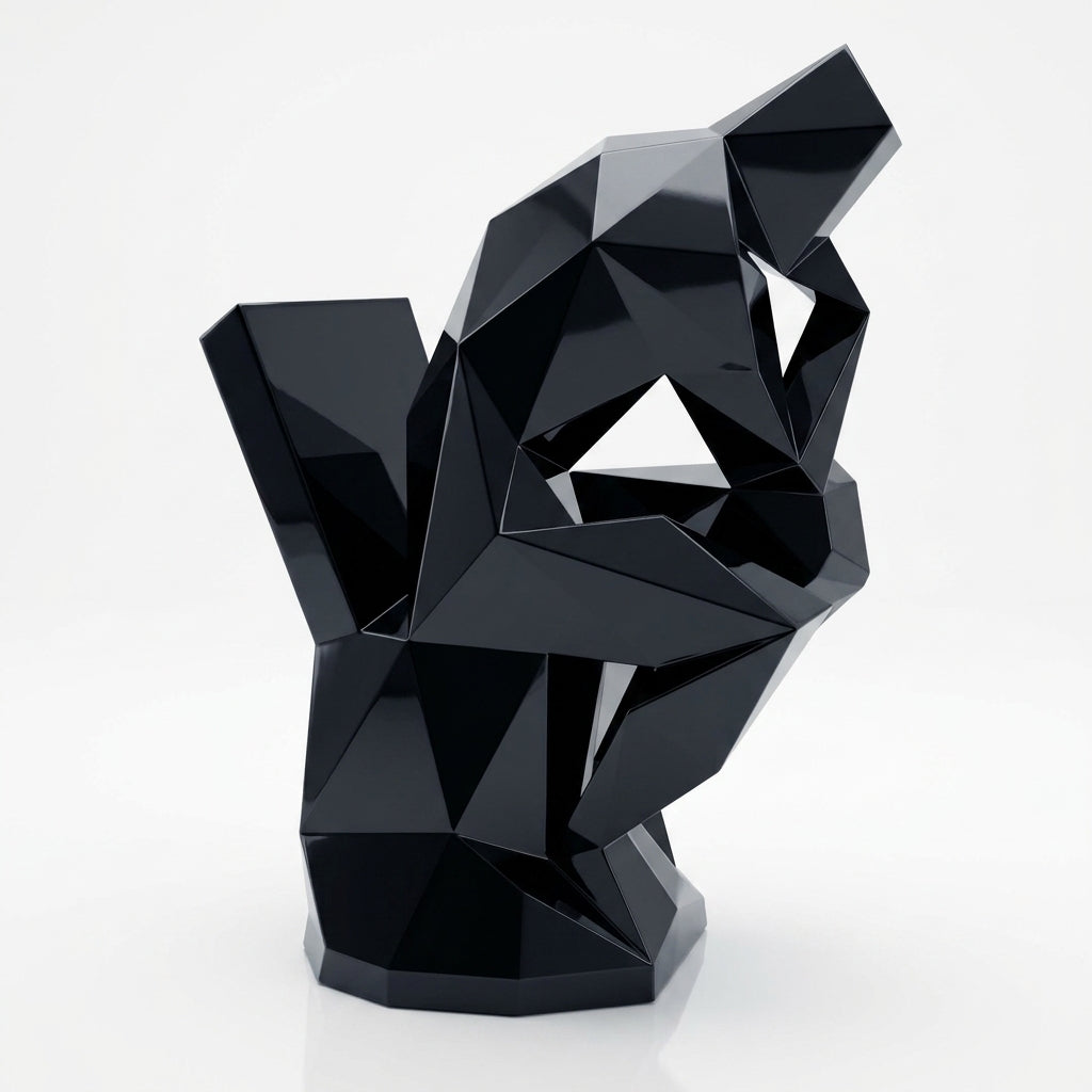 Grande Sculpture Abstrait "Le Penseur" Polygone en Résine - Sculpture Origami