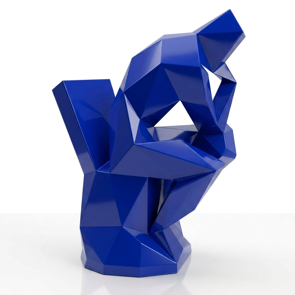 Grande Sculpture Abstrait "Le Penseur" Polygone en Résine - Sculpture Origami