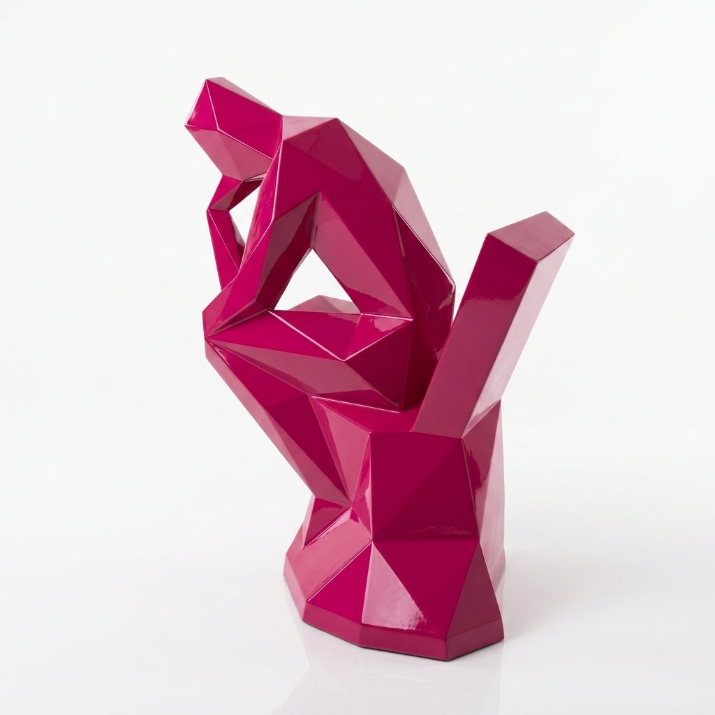 Grande Sculpture Abstrait "Le Penseur" Polygone en Résine - Sculpture Origami