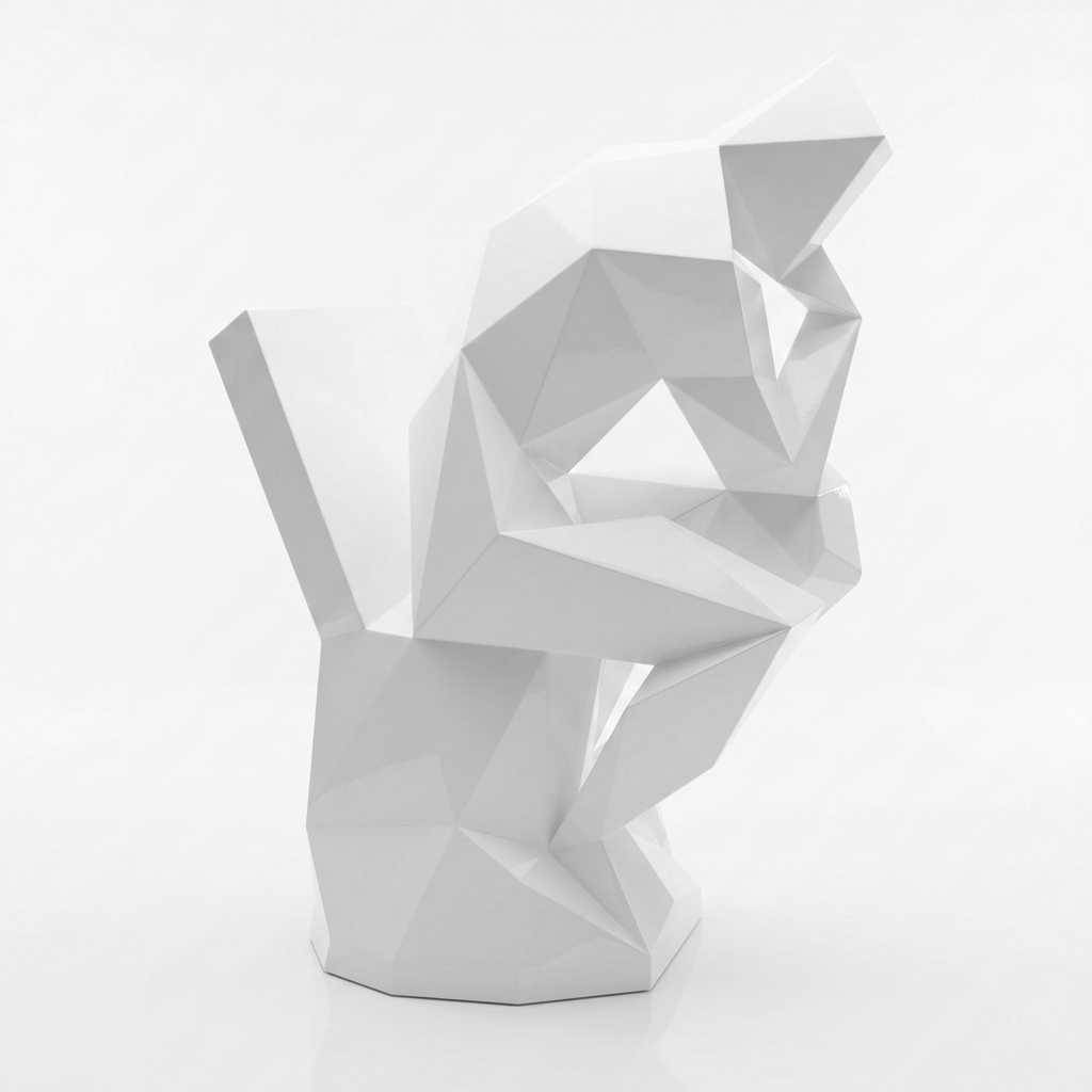 Grande Sculpture Abstrait "Le Penseur" Polygone en Résine - Sculpture Origami