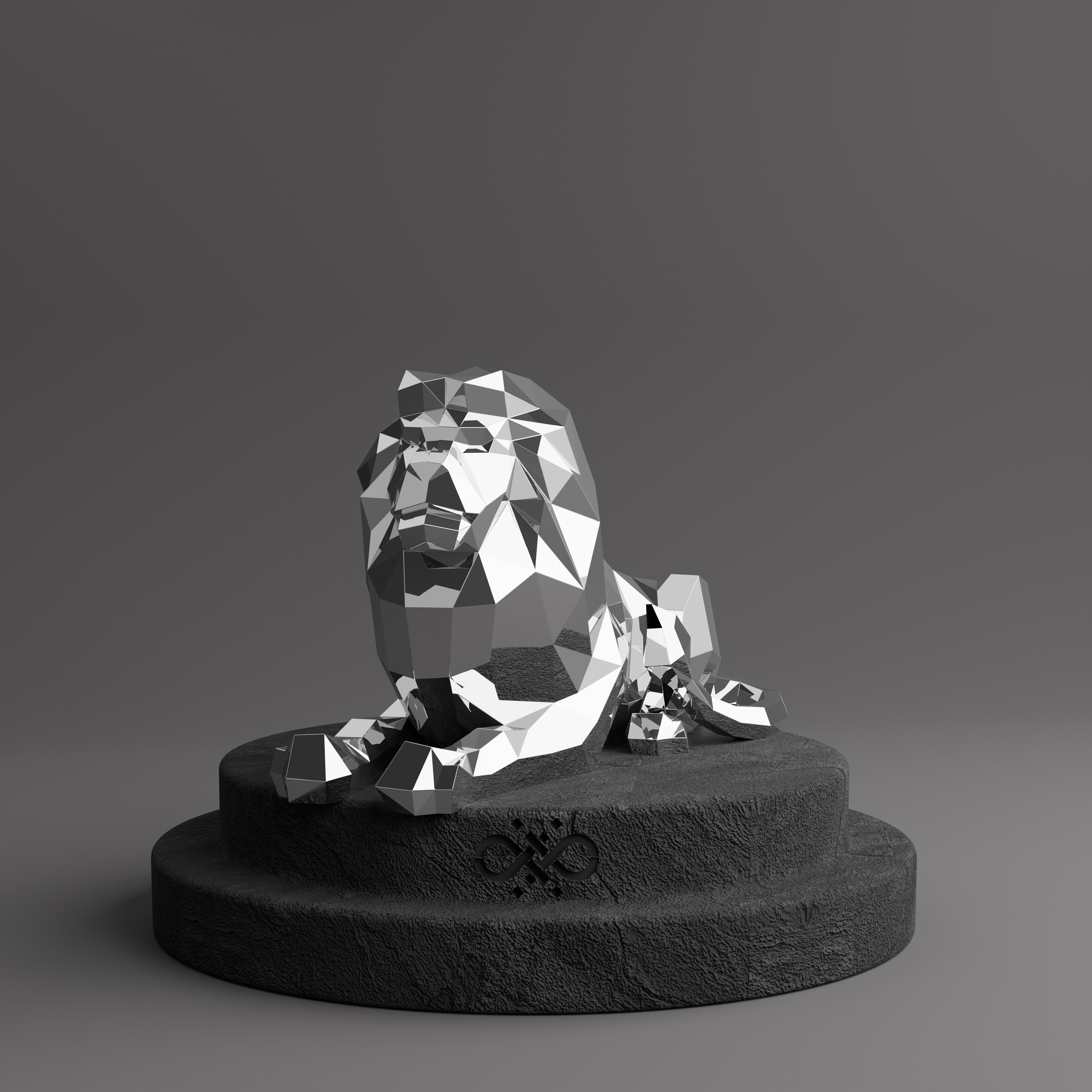 Sculpture Lion Couché en Corten - Sculpture Origami