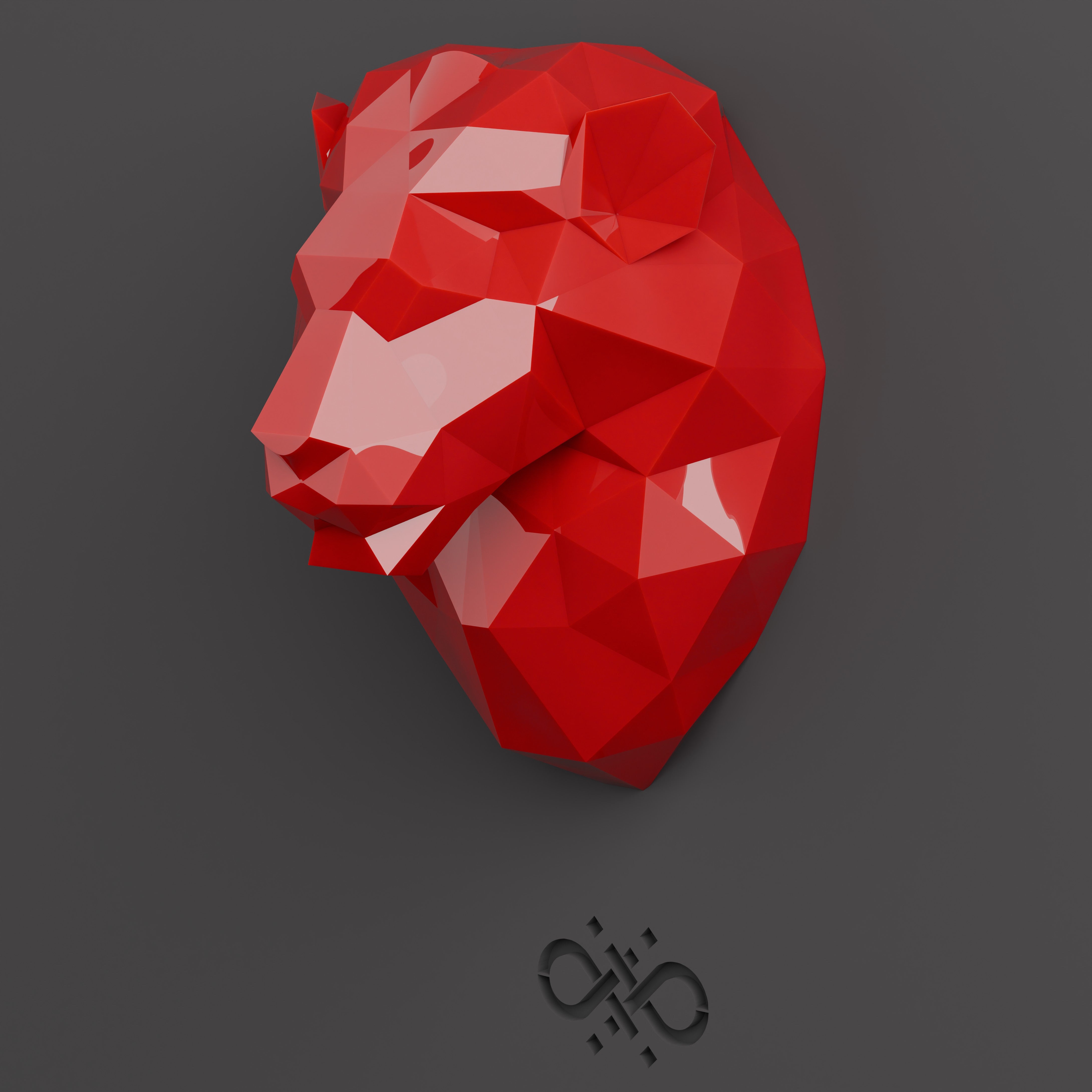 Sculpture Tête de Lion Géométrique - Sculpture Origami