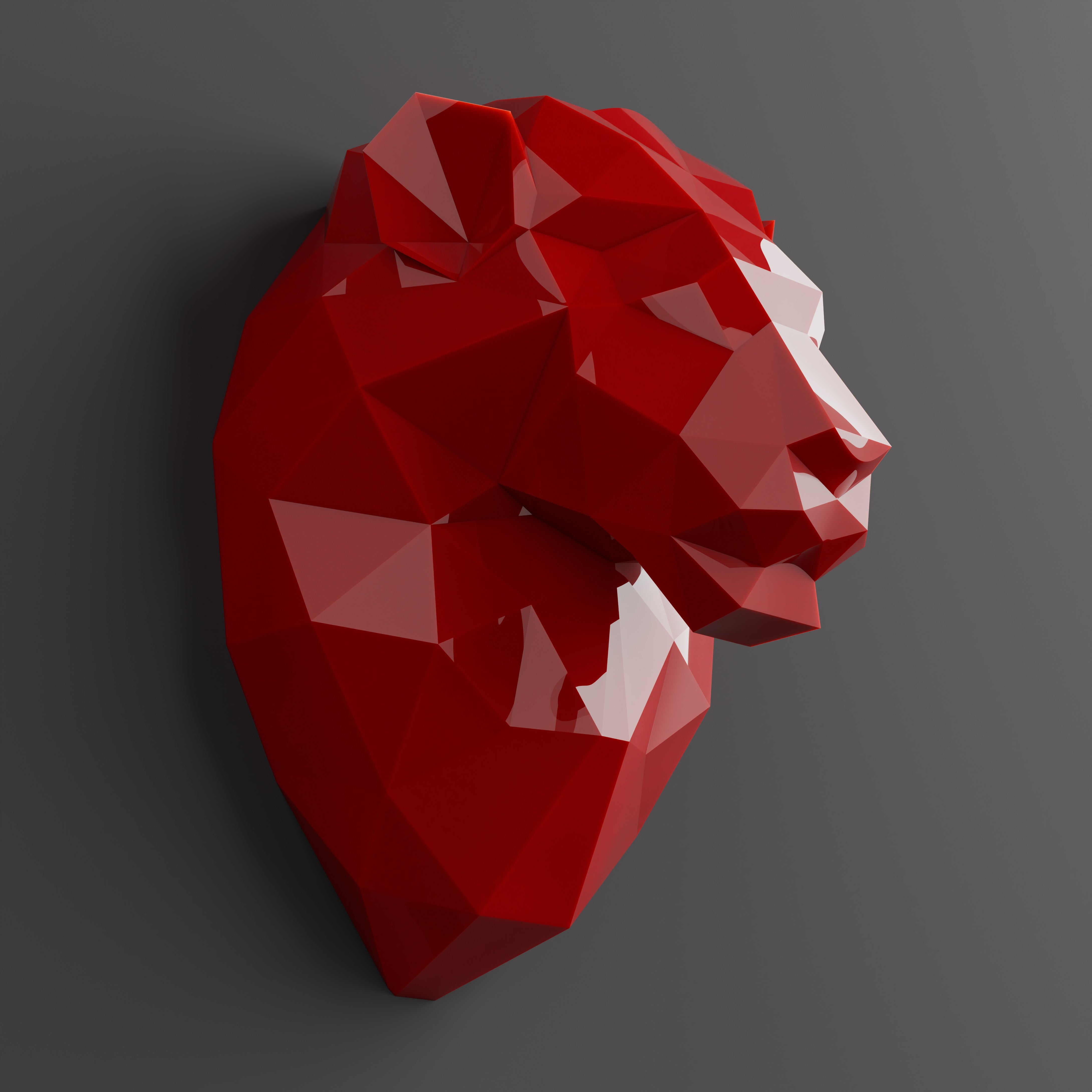 Sculpture Tête de Lion Géométrique - Sculpture Origami