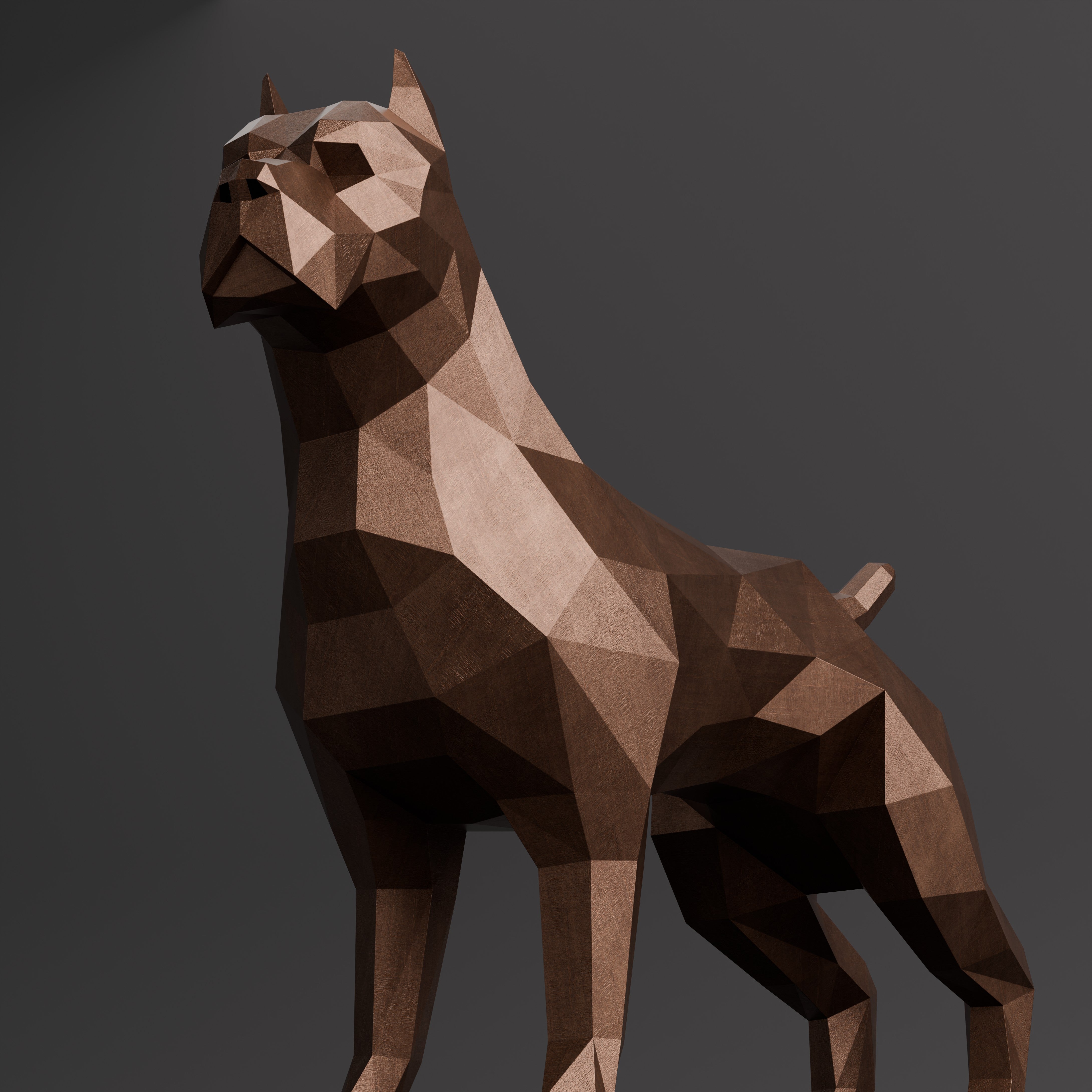 Sculpture Pitbull Polygone - Sculpture Origami