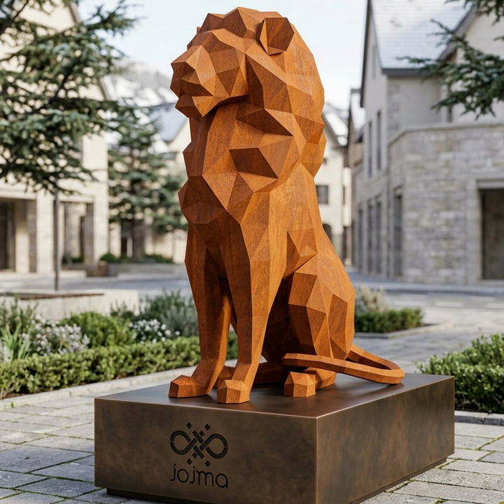 Petite Sculpture Lion Assis Polygone - Sculpture Origami