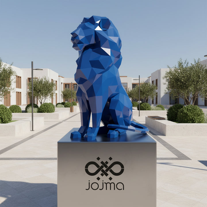 Petite Sculpture Lion Assis Polygone - Sculpture Origami