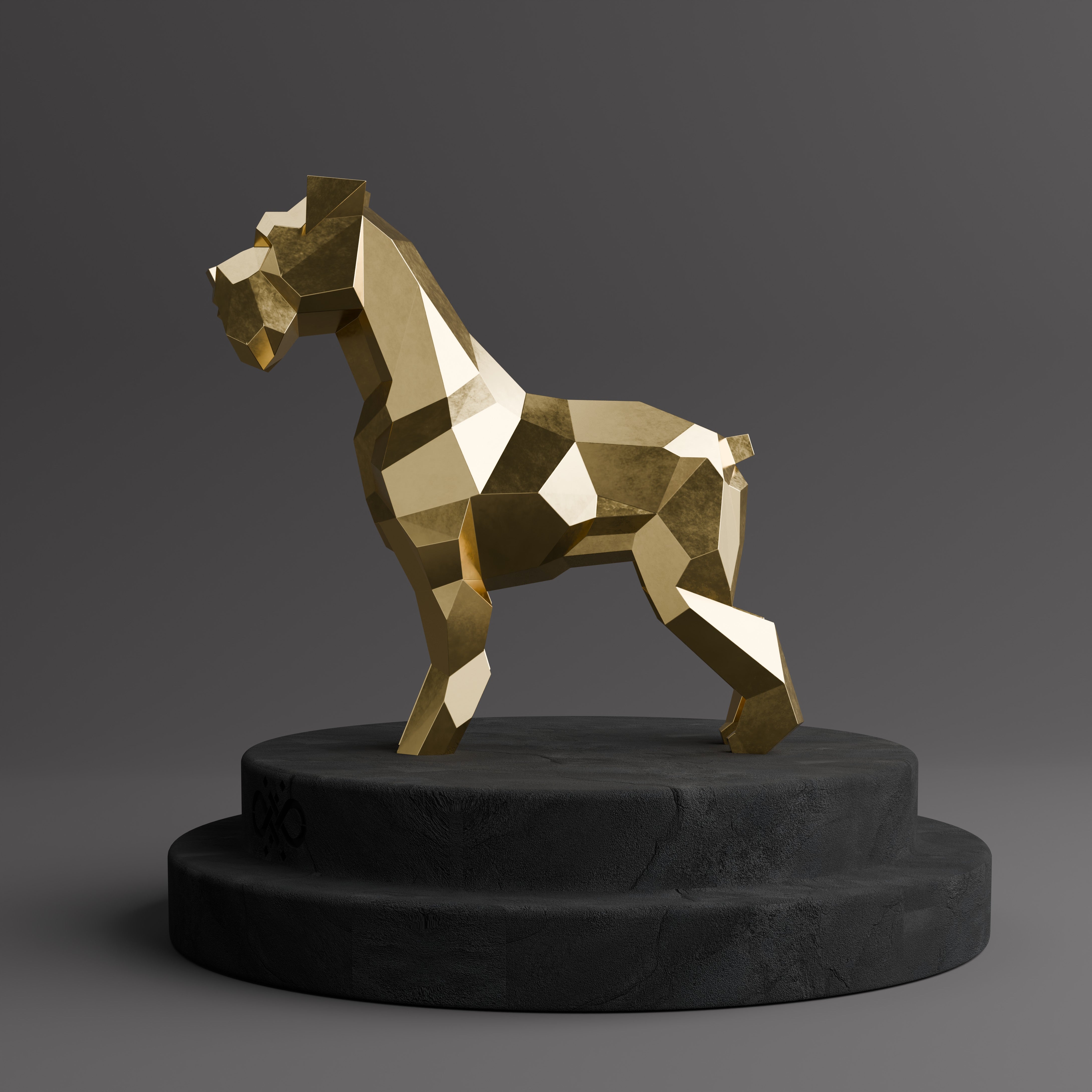 Sculpture Chien Schnauzer Polygone - Sculpture Origami