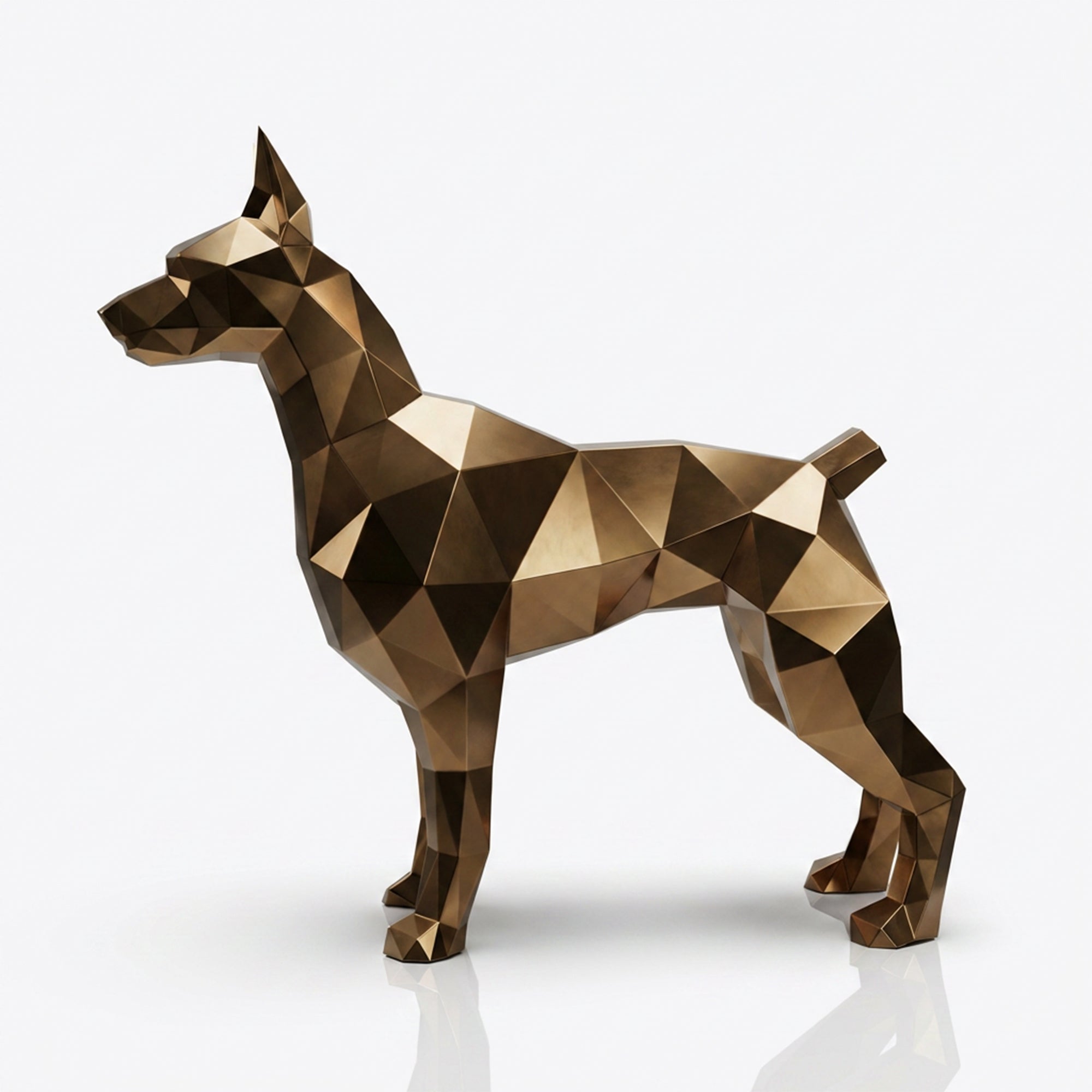 Grande Statue Doberman Polygone - Sculpture Origami